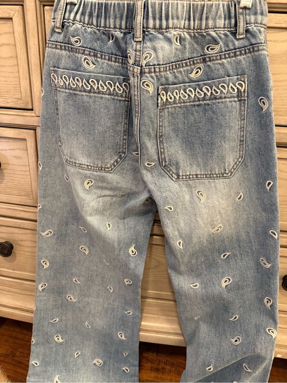 Oli & Hali Light Blue Paisley Embroidered Straight-Leg Jeans - Picture 2 of 16